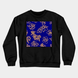 Magnolia Sketch Repeat Gold on Dark Blue 5748 Crewneck Sweatshirt